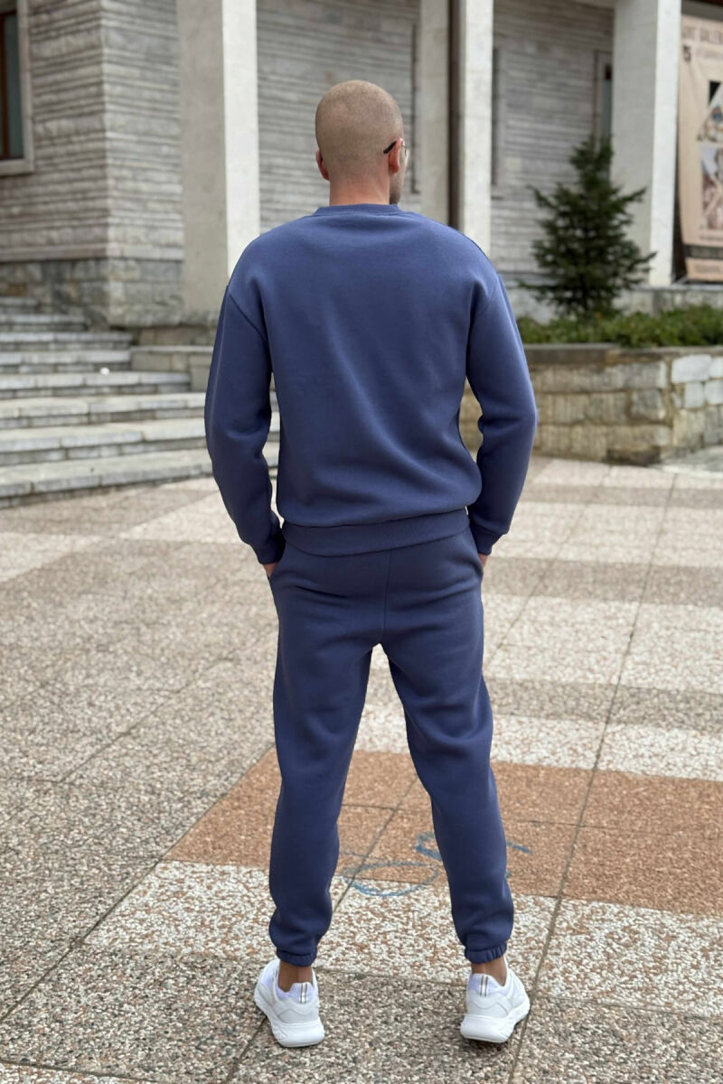 ROUND NECK SWEATSHIRT+JOGGERS FLUFFY MEN SET BLUE/BLU - 5