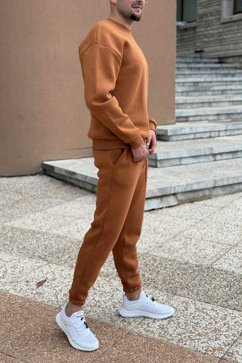 ROUND NECK SWEATSHIRT+JOGGERS FLUFFY MEN SET BRICK/TULLE - 4