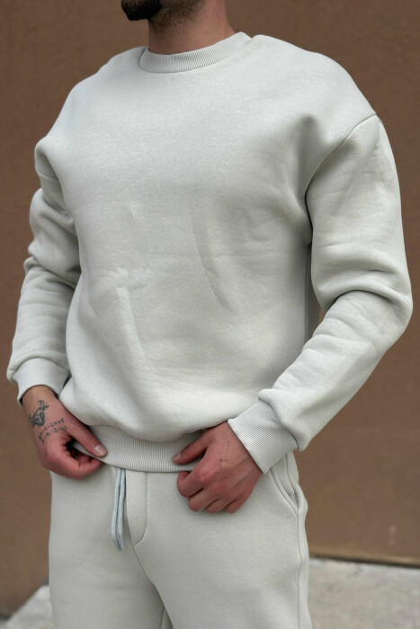 ROUND NECK SWEATSHIRT+JOGGERS FLUFFY MEN SET BRIGHT GREY/GRI E SHNDRITSHME - 2