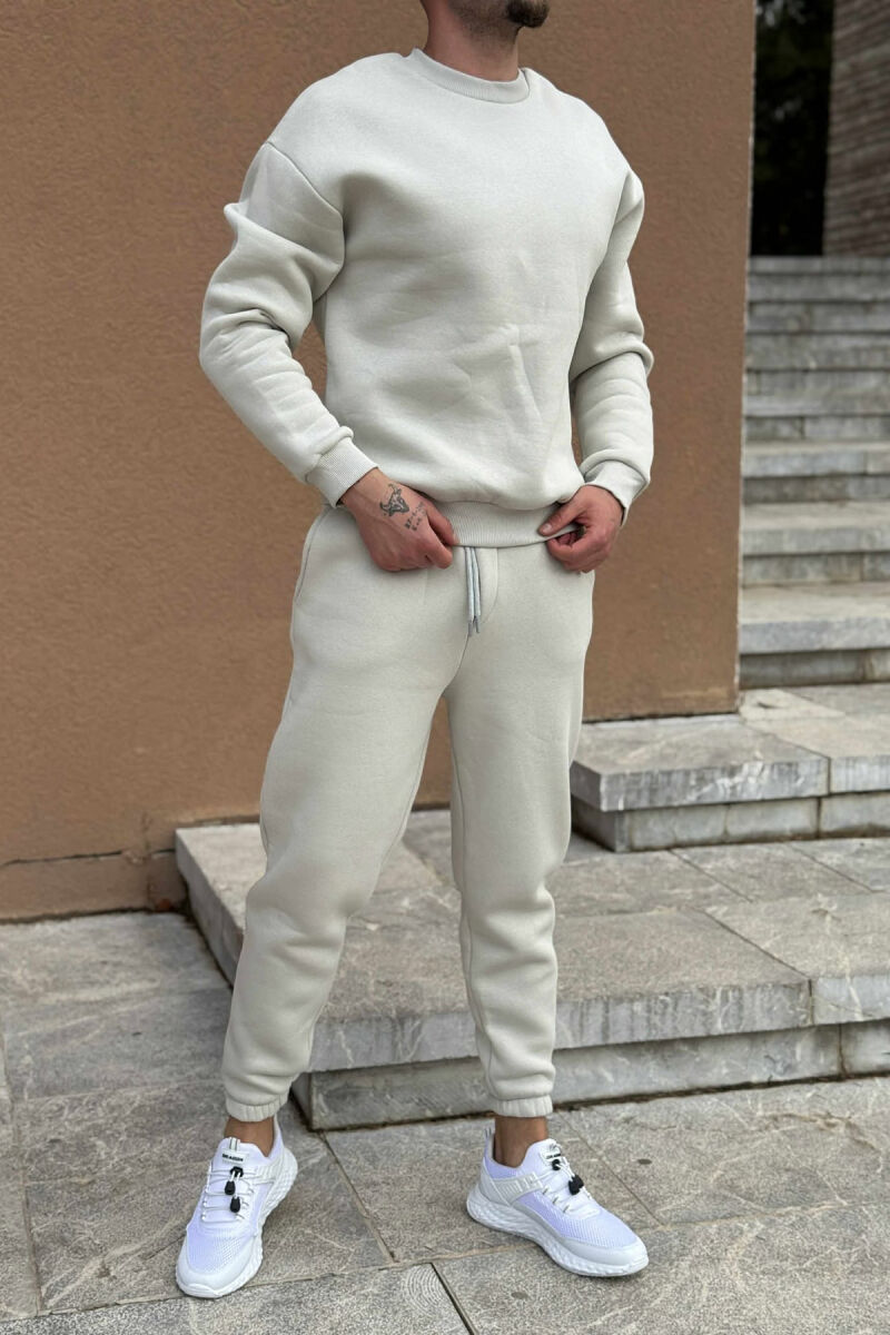 ROUND NECK SWEATSHIRT+JOGGERS FLUFFY MEN SET BRIGHT GREY/GRI E SHNDRITSHME - 4
