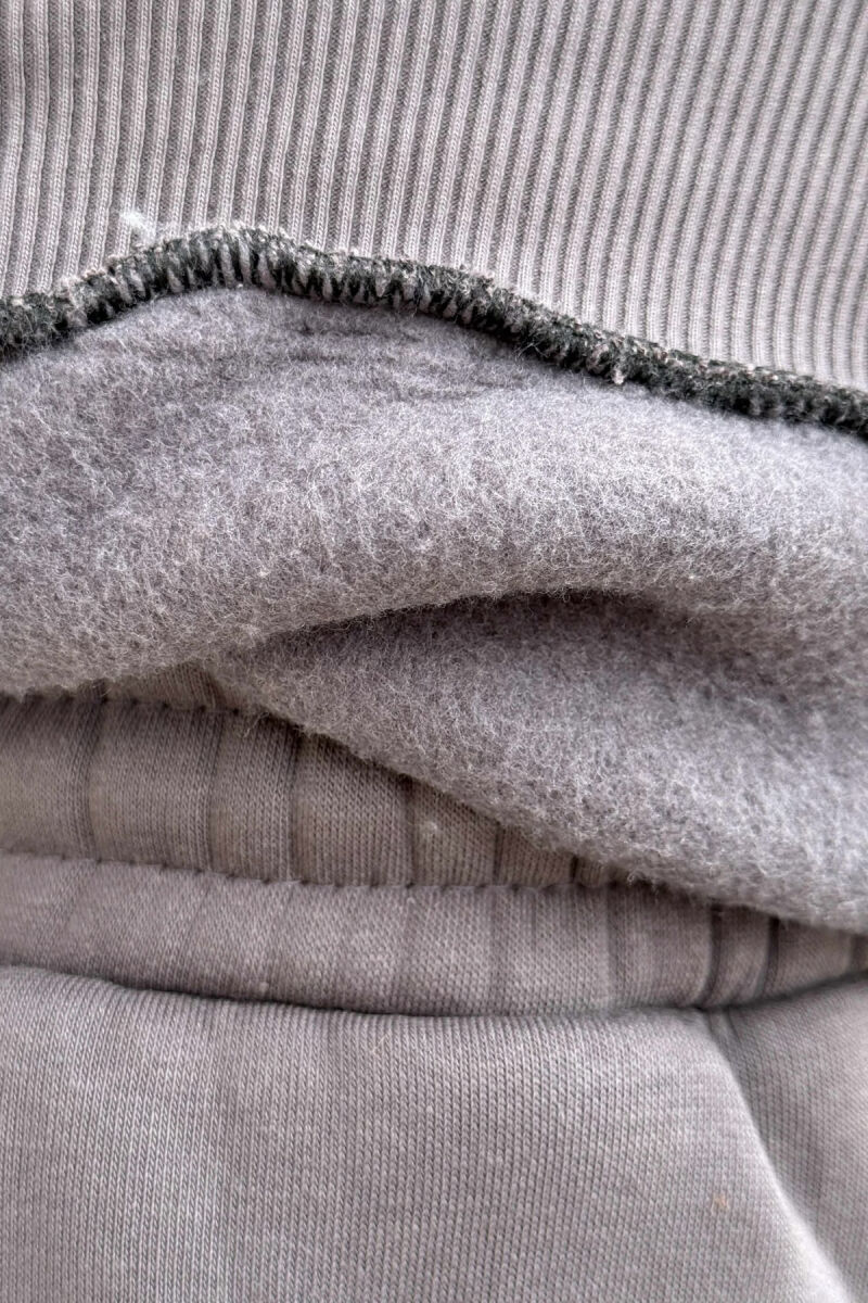 ROUND NECK SWEATSHIRT+JOGGERS FLUFFY MEN SET DARK GREY/GEE - 3