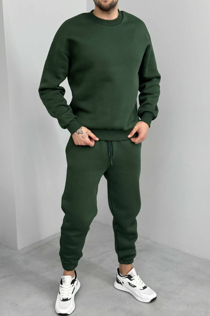 ROUND NECK SWEATSHIRT+JOGGERS FLUFFY MEN SET GREEN FOREST/JESHILE PYLLI - 4