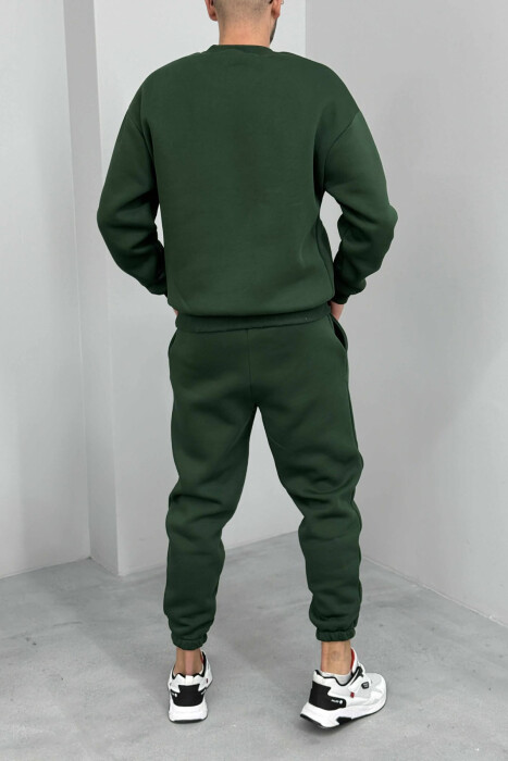 ROUND NECK SWEATSHIRT+JOGGERS FLUFFY MEN SET GREEN FOREST/JESHILE PYLLI - 5