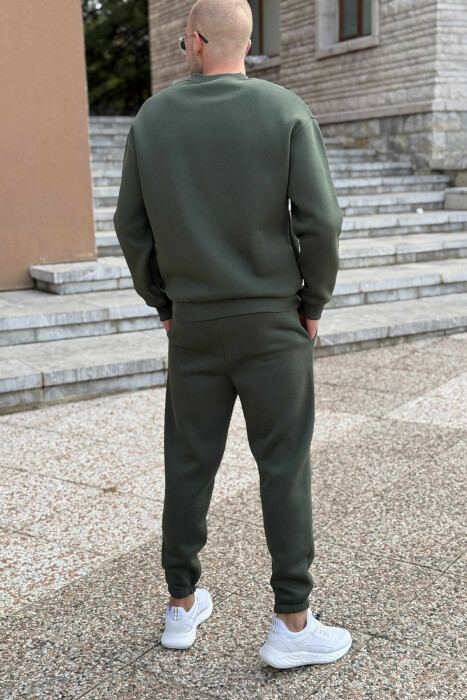 ROUND NECK SWEATSHIRT+JOGGERS FLUFFY MEN SET GREEN/JESHILE - 4