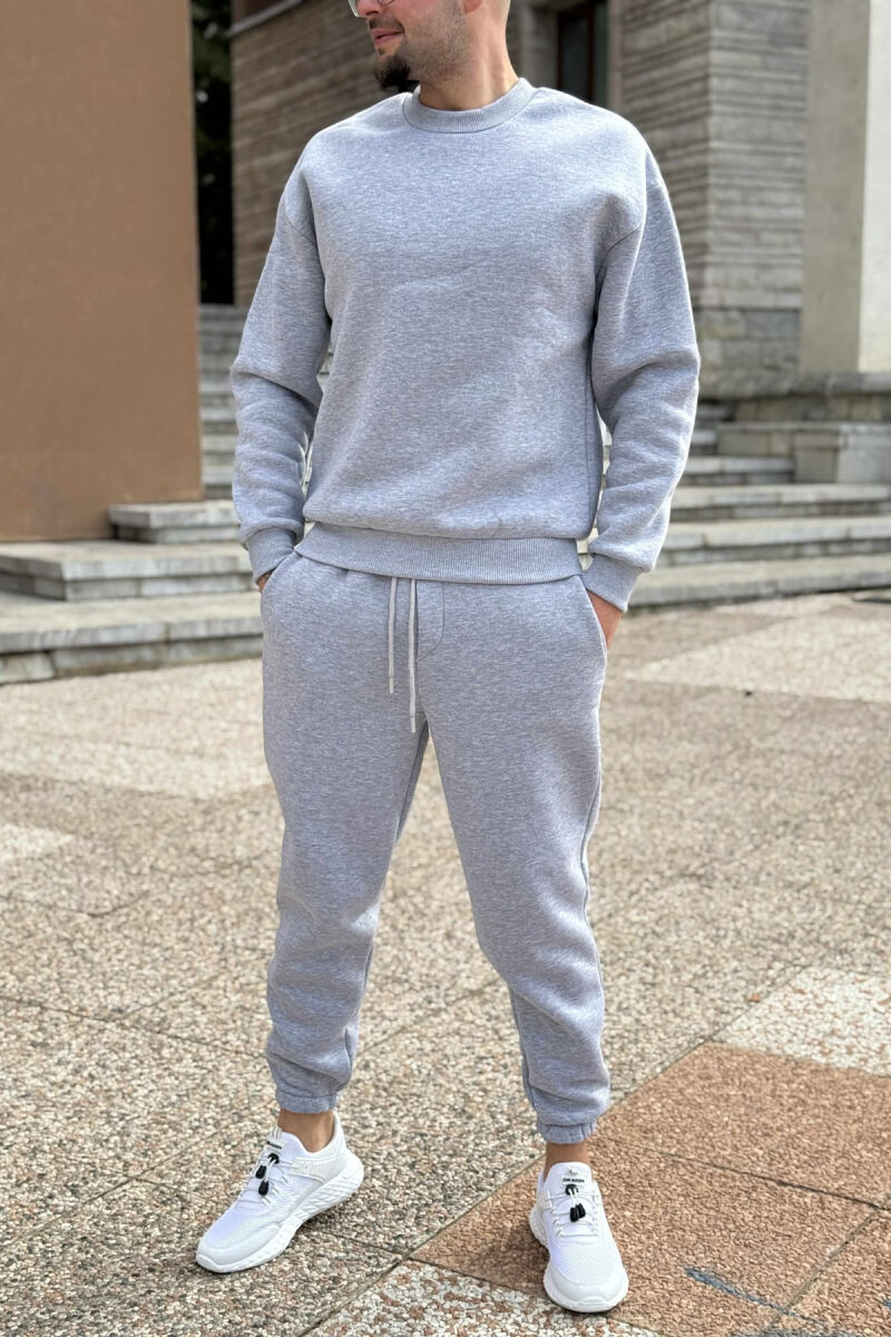 ROUND NECK SWEATSHIRT+JOGGERS FLUFFY MEN SET GREY/GRI - 1