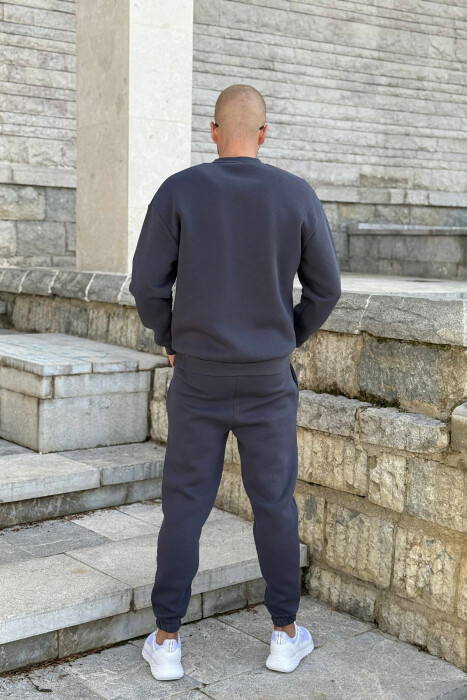 ROUND NECK SWEATSHIRT+JOGGERS FLUFFY MEN SET IRON GREY/GRI HEKURI - 5