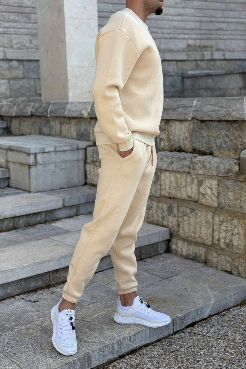 ROUND NECK SWEATSHIRT+JOGGERS FLUFFY MEN SET LIGHT BEIGE/BZHZB - 4