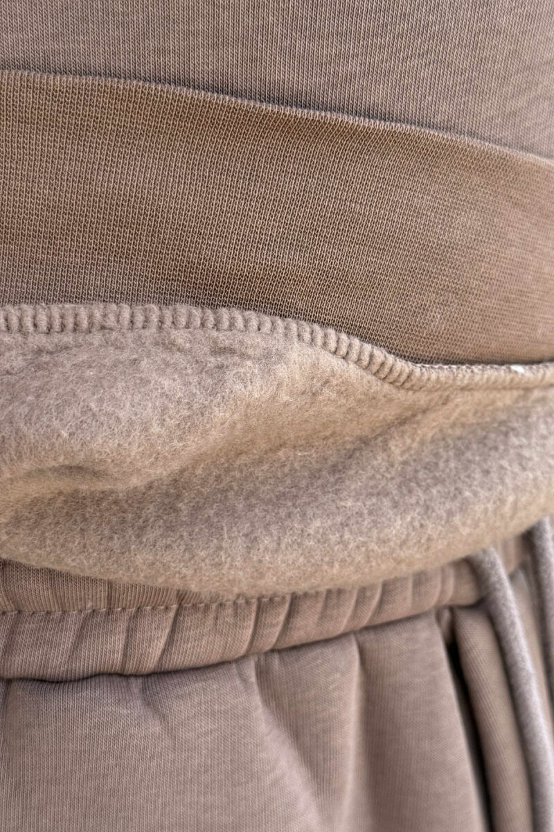 ROUND NECK SWEATSHIRT+JOGGERS FLUFFY MEN SET LIGHT BROWN/KAZB - 3