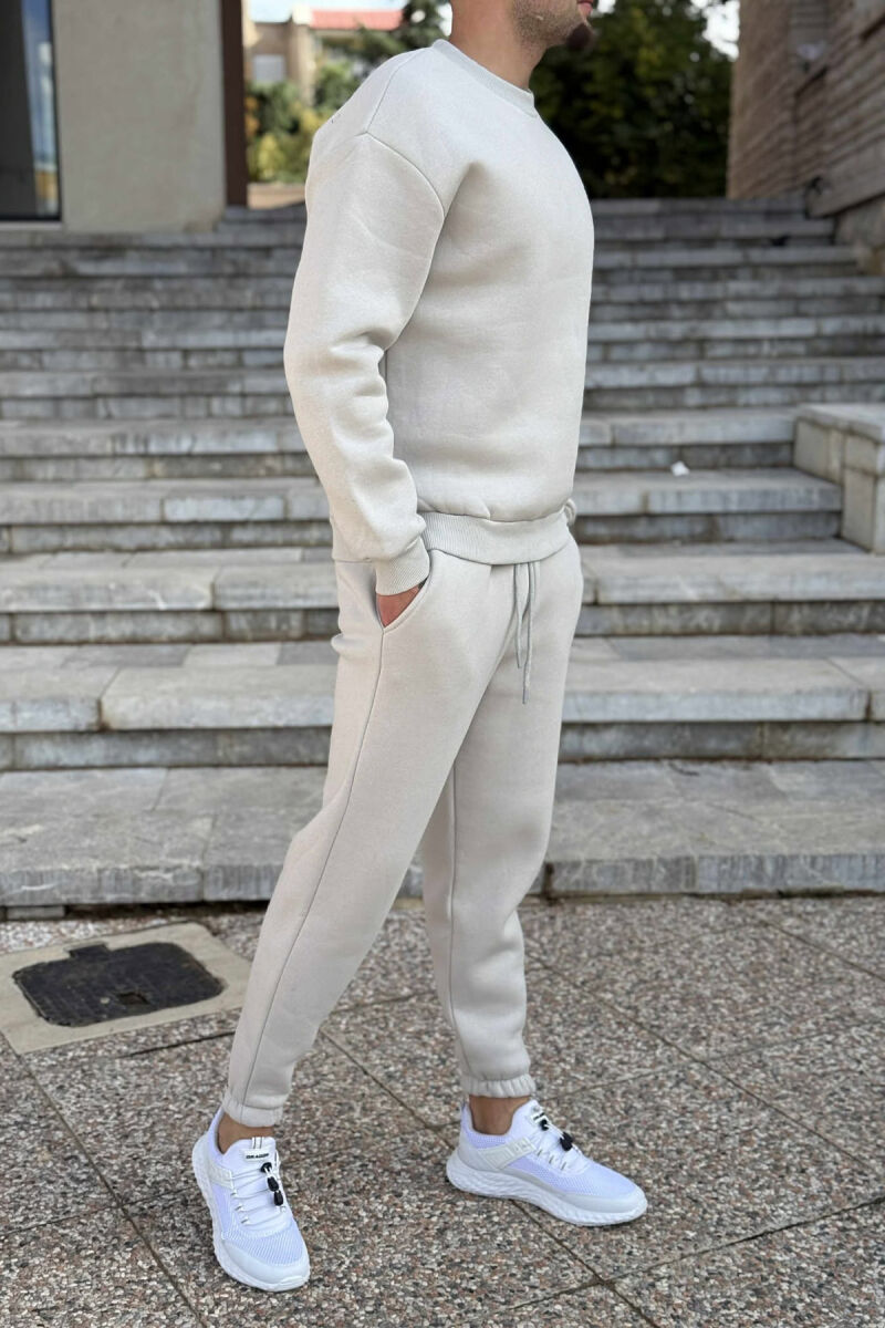 ROUND NECK SWEATSHIRT+JOGGERS FLUFFY MEN SET LIGHT GREY/GZ - 4