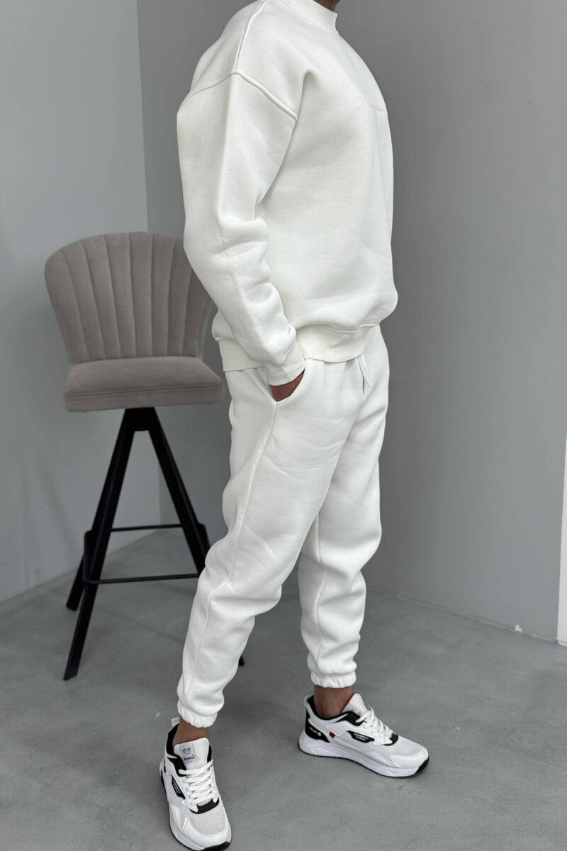 ROUND NECK SWEATSHIRT+JOGGERS FLUFFY MEN SET WHITE-E BARDHE - 3
