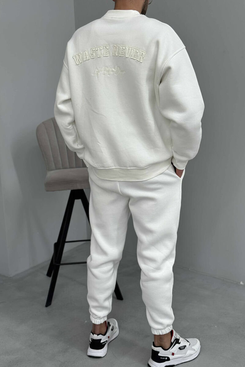 ROUND NECK SWEATSHIRT+JOGGERS FLUFFY MEN SET WHITE-E BARDHE - 4