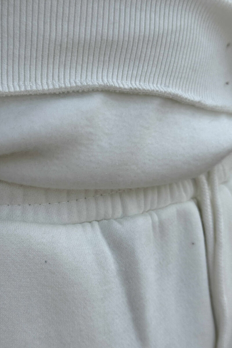ROUND NECK SWEATSHIRT+JOGGERS FLUFFY MEN SET WHITE-E BARDHE - 3