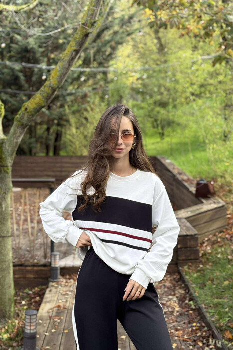 ROUND NECK SWEATSHIRT+SWEATPANTS WOMEN SET BLACK/ E ZEZE - 2