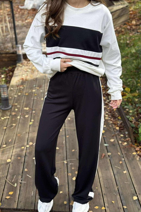 ROUND NECK SWEATSHIRT+SWEATPANTS WOMEN SET BLACK/ E ZEZE - 3