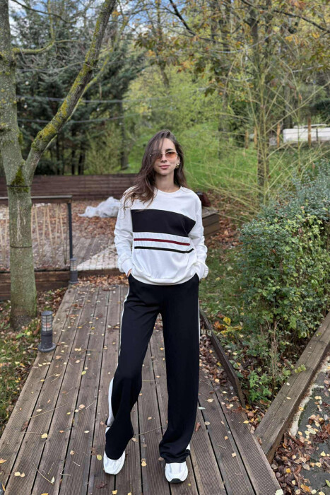 ROUND NECK SWEATSHIRT+SWEATPANTS WOMEN SET BLACK/ E ZEZE 