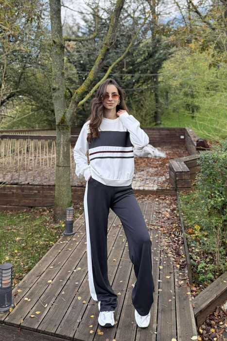 ROUND NECK SWEATSHIRT+SWEATPANTS WOMEN SET DARK GREY/GEE - 1