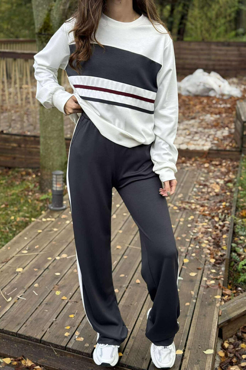 ROUND NECK SWEATSHIRT+SWEATPANTS WOMEN SET DARK GREY/GEE - 3