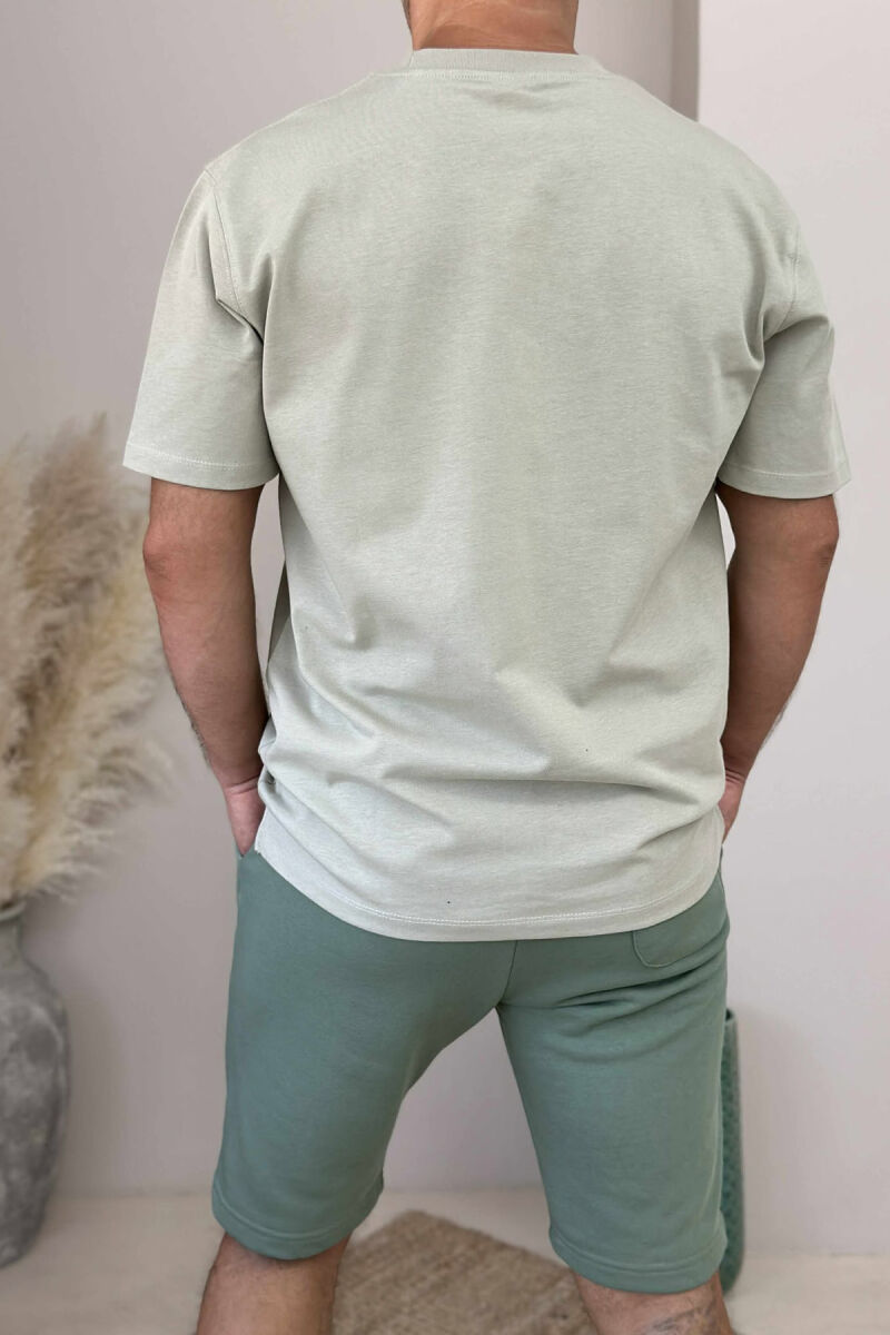 ROUND NECK T-SHIRT+SHORTS SIMPLE MEN SET IN MINT COLOR - 4