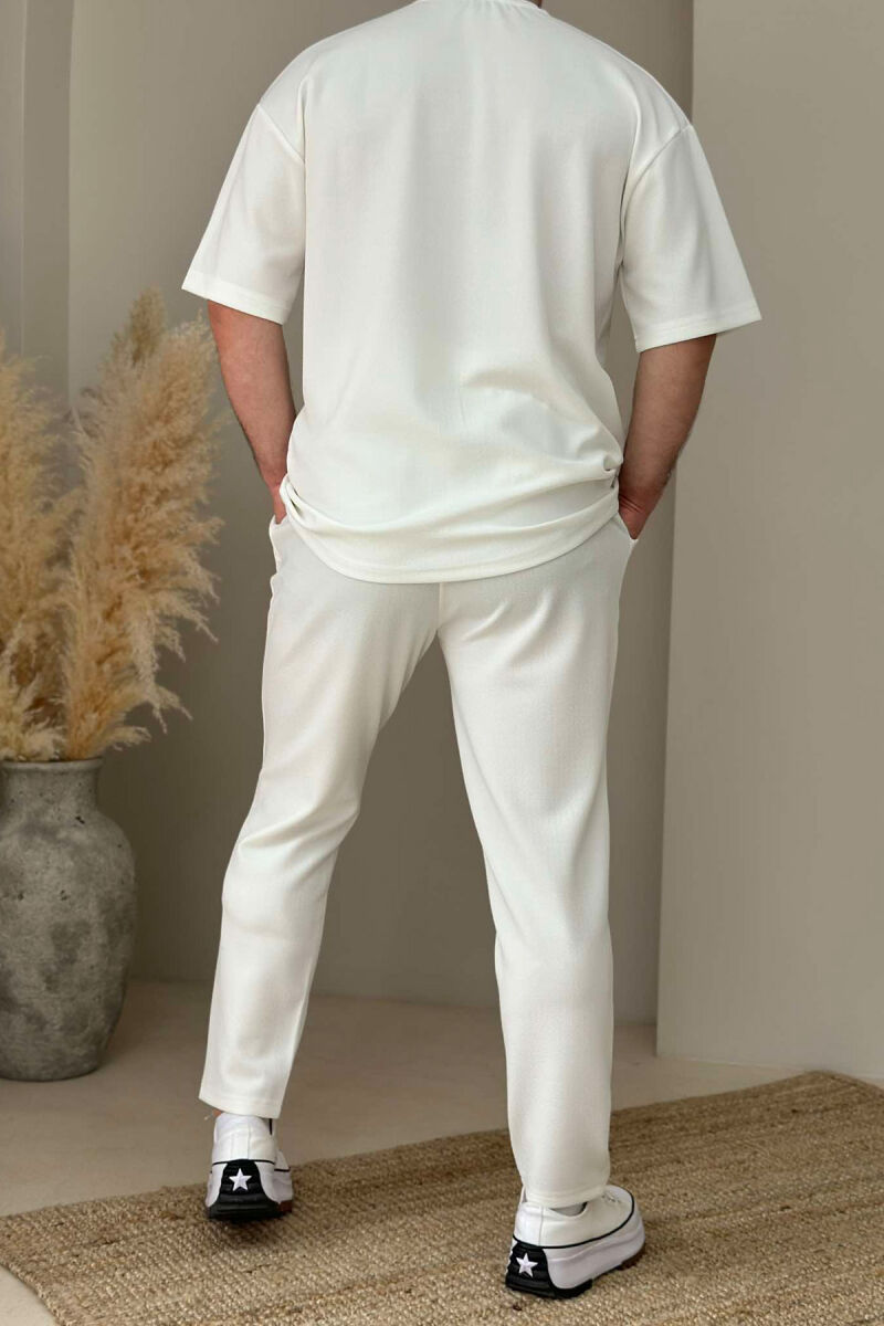 ROUND NECK T-SHIRT+SWEATPANTS ONE COLOR MEN SET WHITE-E BARDHE - 3