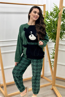 ROUND NECK TEDDY BEAR WOMAN PYJAMAS GREEN/JESHILE 