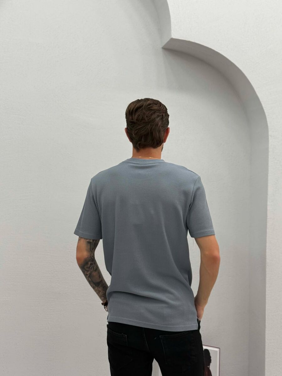 ROUND NECK TEXTURED MEN T-SHIRT GREY/GRI - 2
