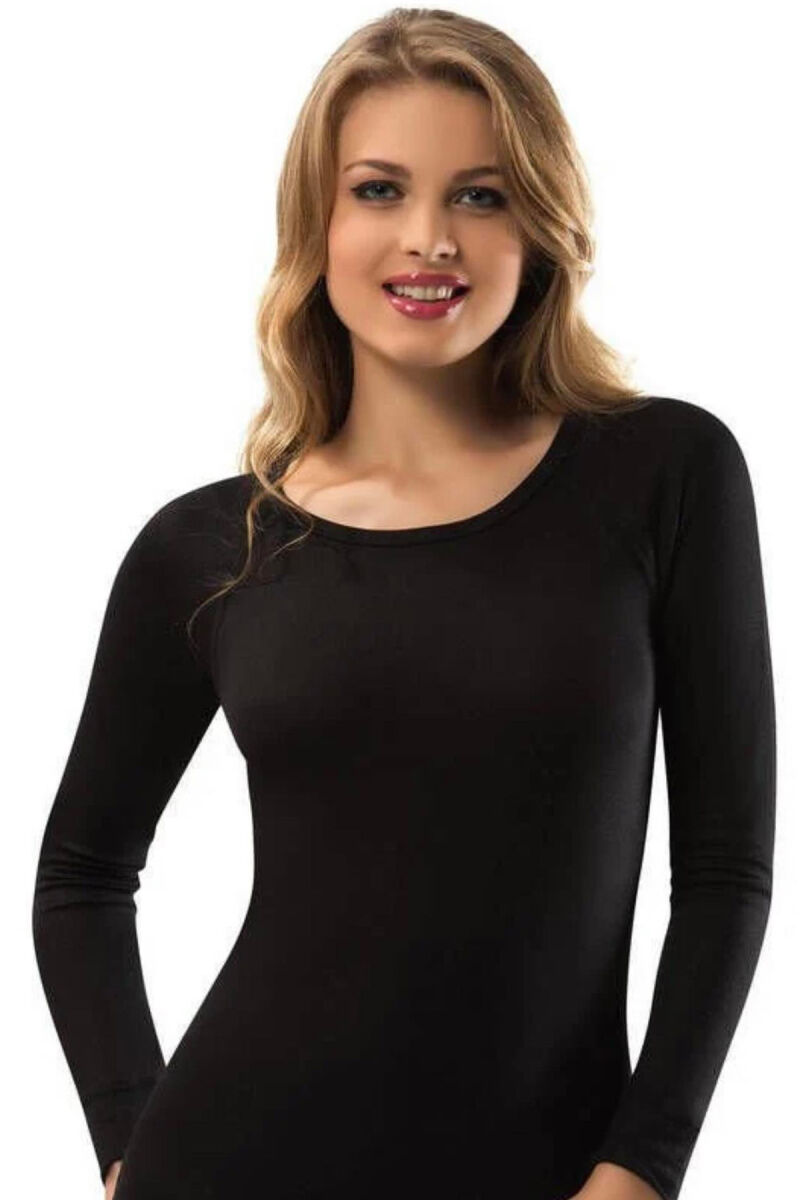 ROUND NECK THERMAL BLOUSE BLACK/ E ZEZE - 1