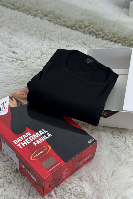 ROUND NECK THERMAL BLOUSE BLACK/ E ZEZE - 3