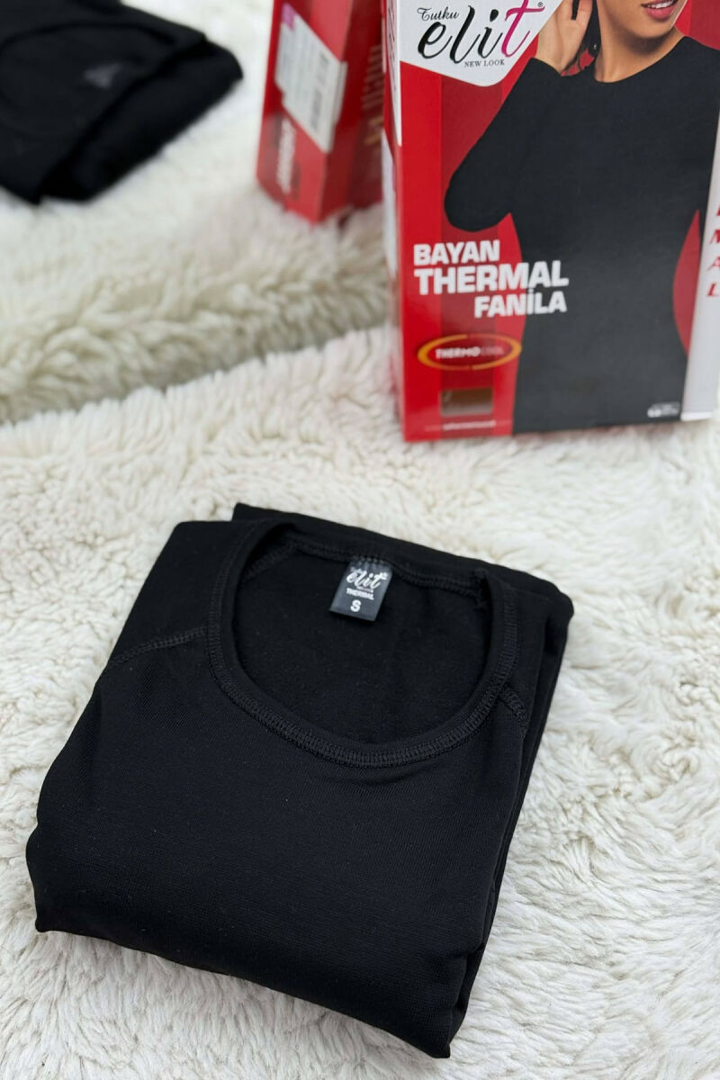 ROUND NECK THERMAL BLOUSE BLACK/ E ZEZE - 2
