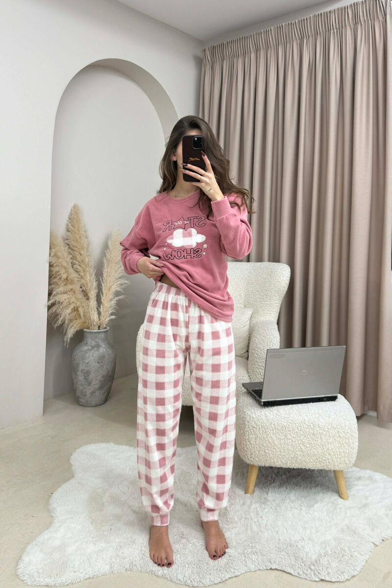 ROUND NECK WARM SWEATSHIRT+SWEATPANTS WOMEN PYJAMAS POWDER/PUDER - 10