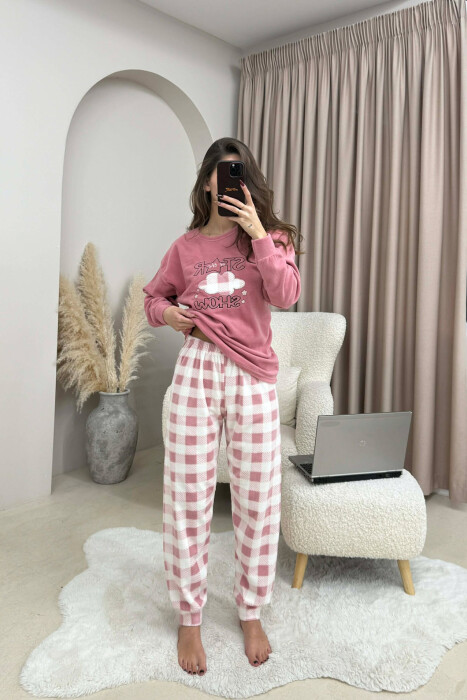 ROUND NECK WARM SWEATSHIRT+SWEATPANTS WOMEN PYJAMAS POWDER/PUDER - 9
