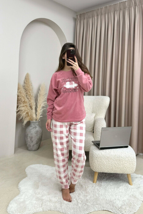 ROUND NECK WARM SWEATSHIRT+SWEATPANTS WOMEN PYJAMAS POWDER/PUDER - 2