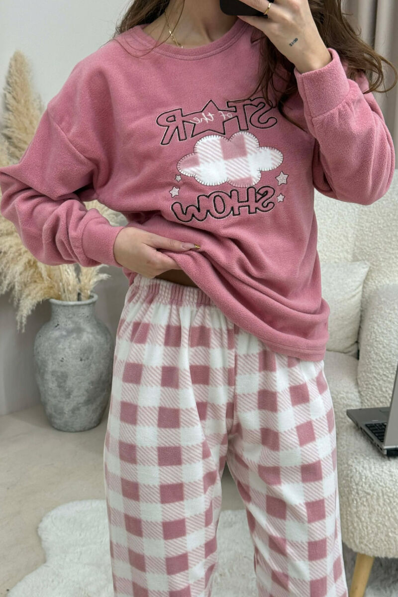 ROUND NECK WARM SWEATSHIRT+SWEATPANTS WOMEN PYJAMAS POWDER/PUDER - 6