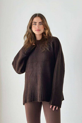 ROUND NECK WOMEN SWEATER BROWN/KAFE 