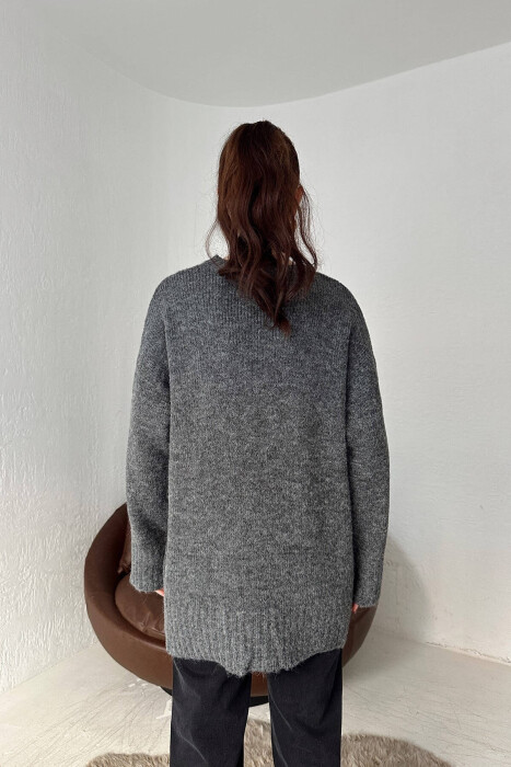 ROUND NECK WOMEN SWEATER GREY/GRI - 5