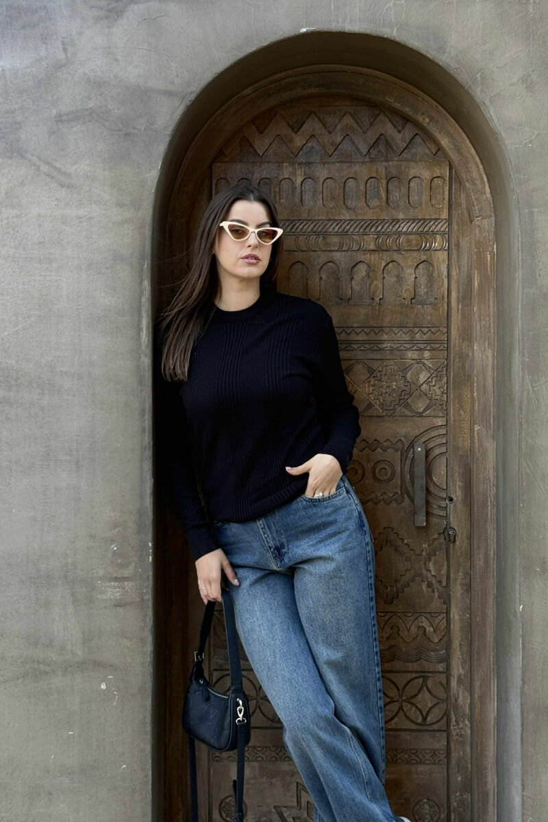 ROUND NECK WOMEN SWEATER BLACK/ E ZEZE - 2