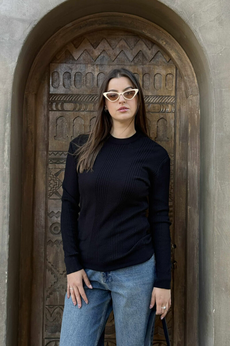 ROUND NECK WOMEN SWEATER BLACK/ E ZEZE - 4