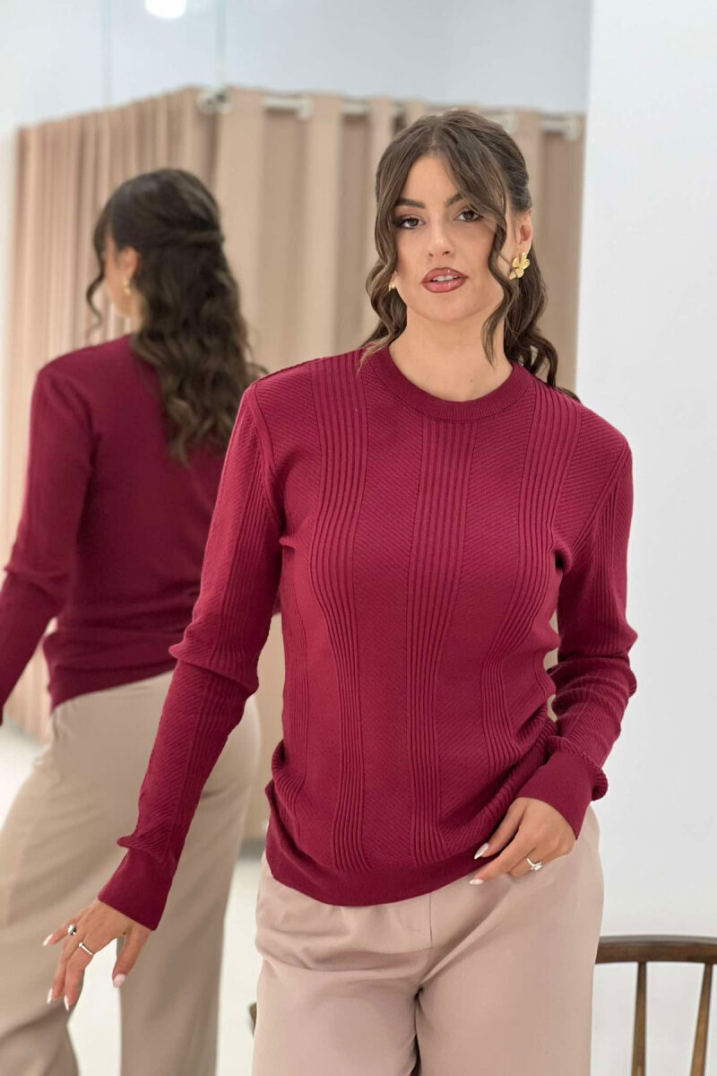 ROUND NECK WOMEN SWEATSHIRT BURGUNDY/VISHNJE - 4