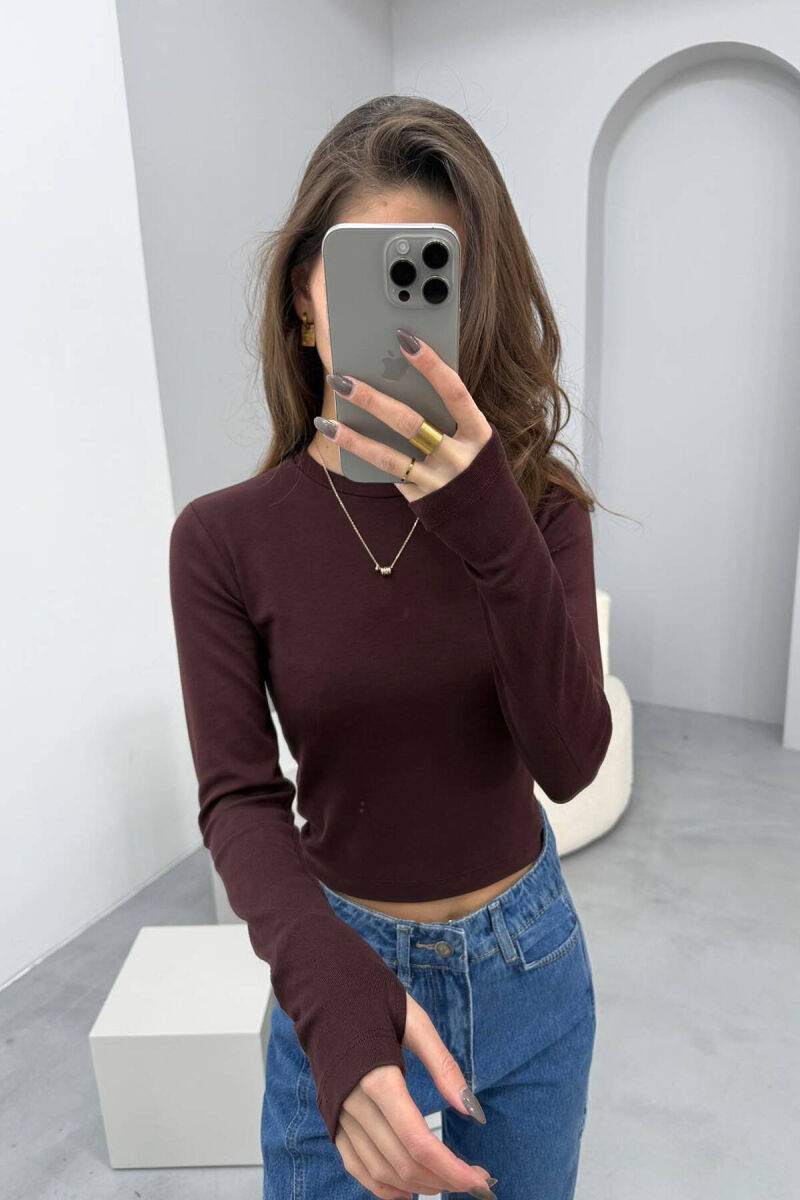 ROUND NECK WOMEN SWEATSHIRT IN BROWN COLOR - 7