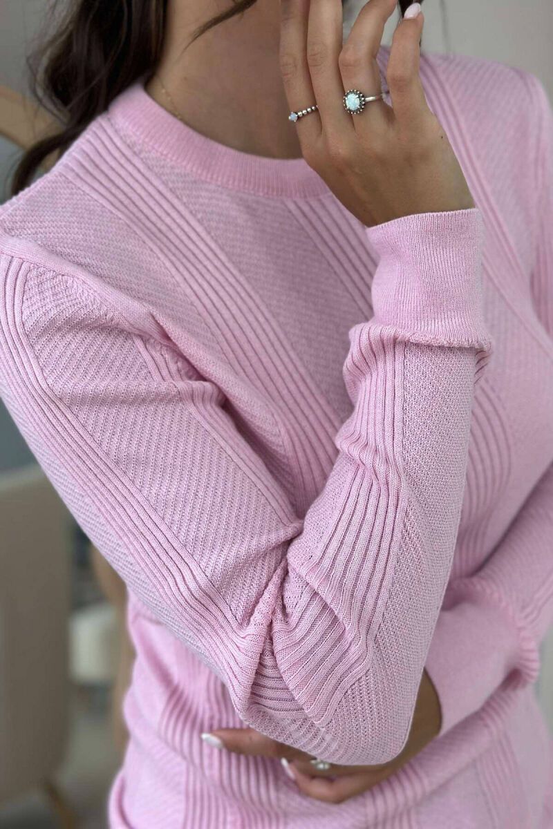 ROUND NECK WOMEN SWEATER PINK/ROZE - 2
