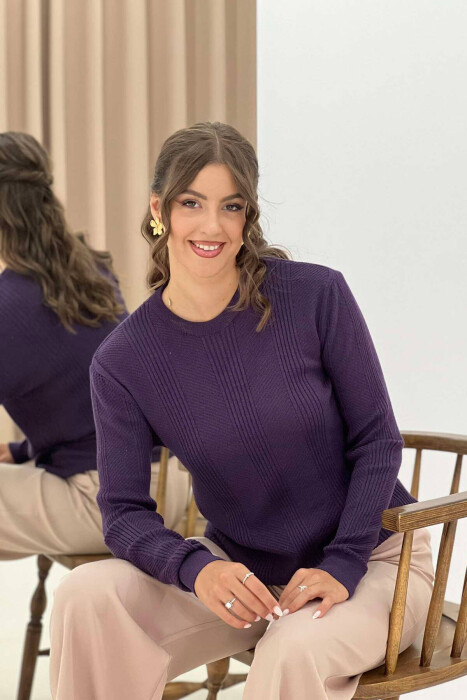 ROUND NECK WOMEN SWEATER PURPLE/LEJLA - 1