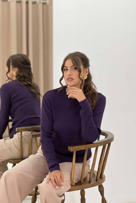 ROUND NECK WOMEN SWEATER PURPLE/LEJLA - 3