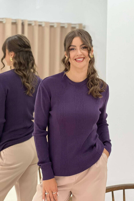 ROUND NECK WOMEN SWEATER PURPLE/LEJLA - 4