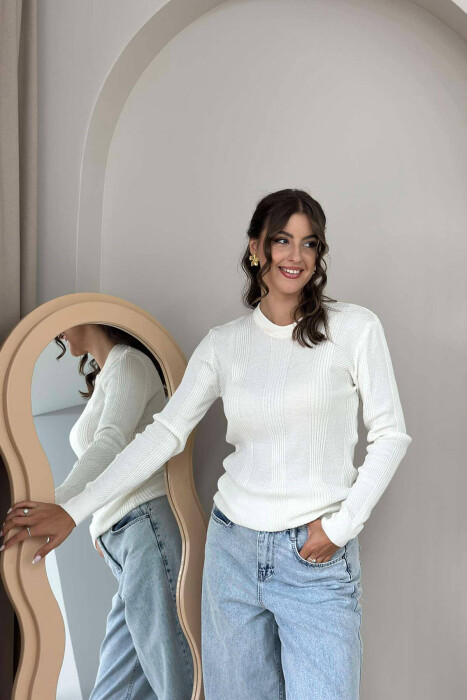 ROUND NECK WOMEN SWEATSHIRT WHITE-E BARDHE - 2