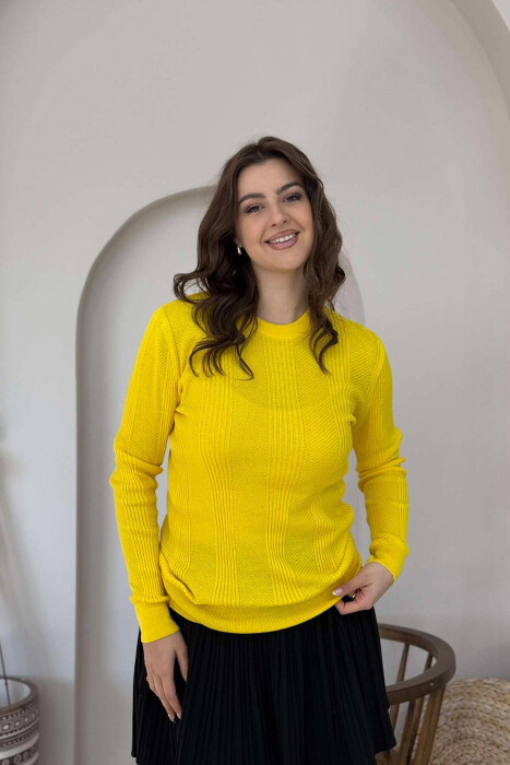 ROUND NECK WOMEN SWEATER YELLOW/E VERDHE - 2