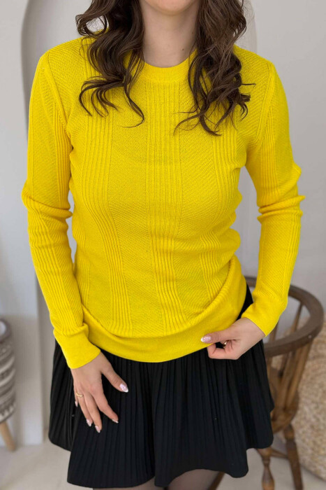 ROUND NECK WOMEN SWEATER YELLOW/E VERDHE - 3