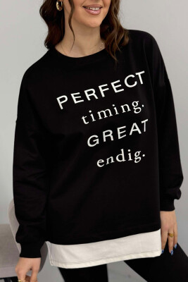 ROUND NECK WRITTINGS WOMEN SWEATSHIRT BLACK/ E ZEZE 