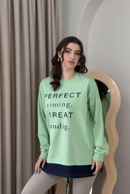 ROUND NECK WRITTINGS WOMEN SWEATSHIRT MINT/MENTE 