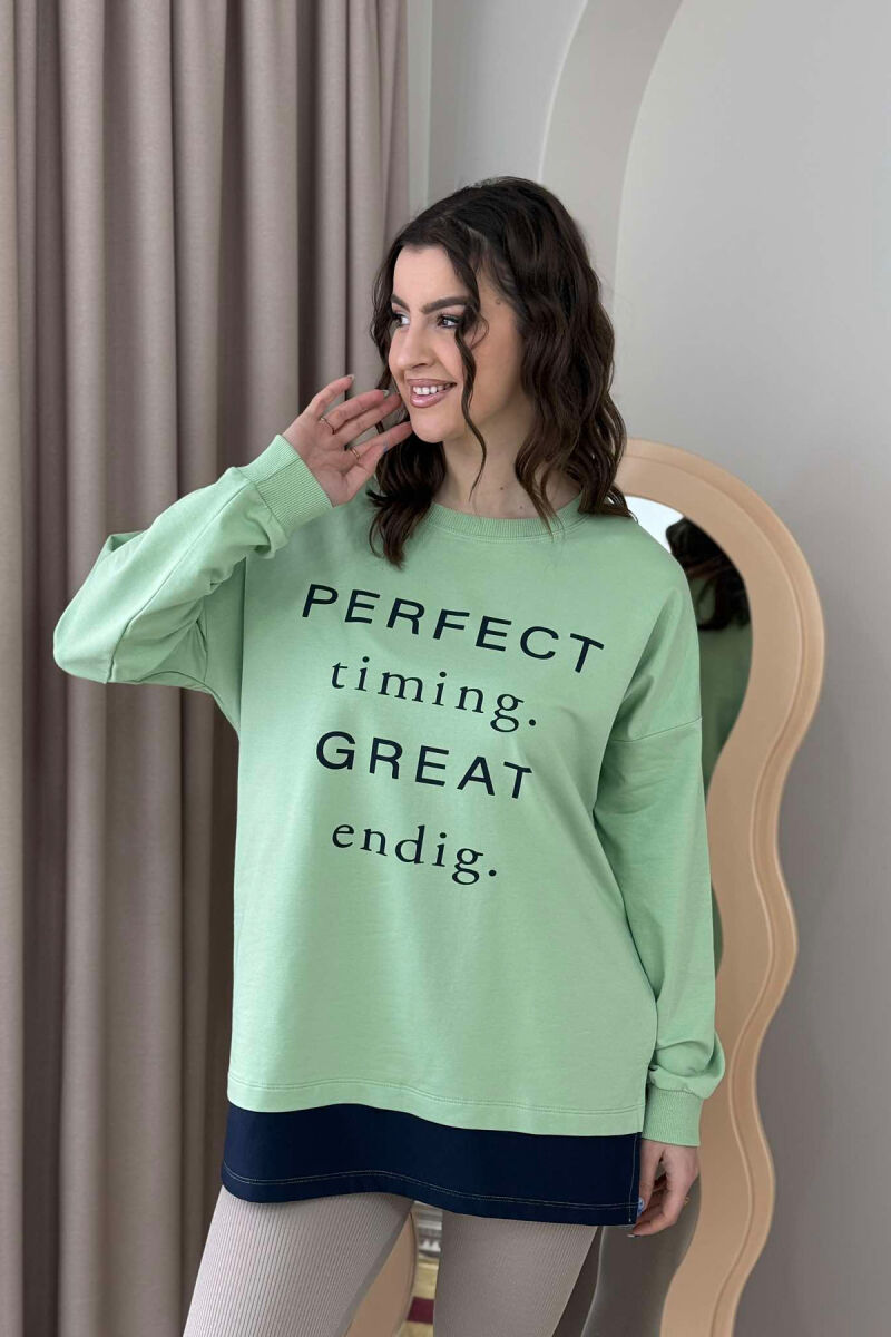 ROUND NECK WRITTINGS WOMEN SWEATSHIRT MINT/MENTE - 3