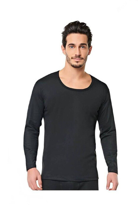 ROUNDNECK BLACK THERMAL BLOUSE FOR MEN 