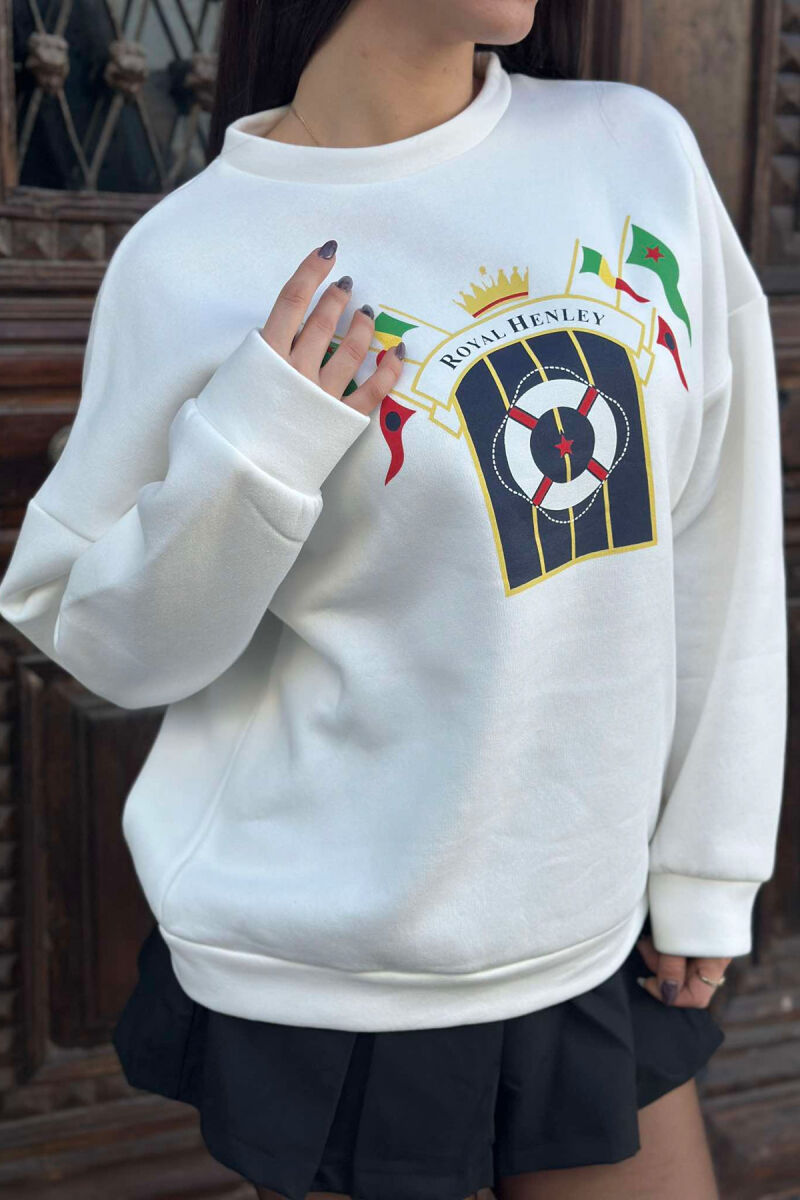 ROYAL FRONT IMAGE WOMEN SWEATSHIRT WHITE-E BARDHE - 5